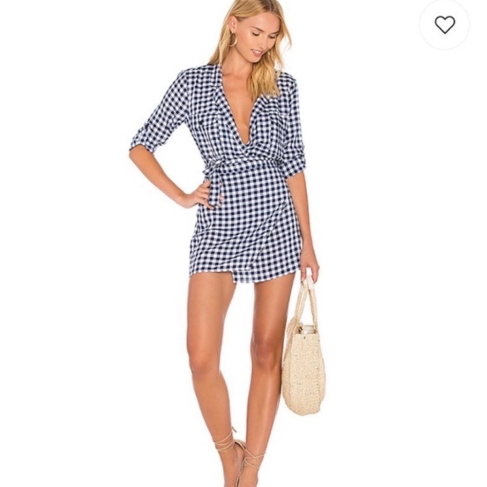 MAJORELLE Blue and White Checkered Dress